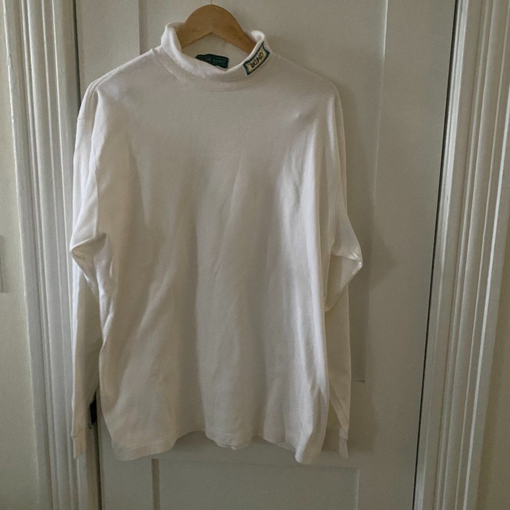Outer Banks Vintage Club 1057 Mens White Cotton Long Sleeve Turtle Neck Shirt XL